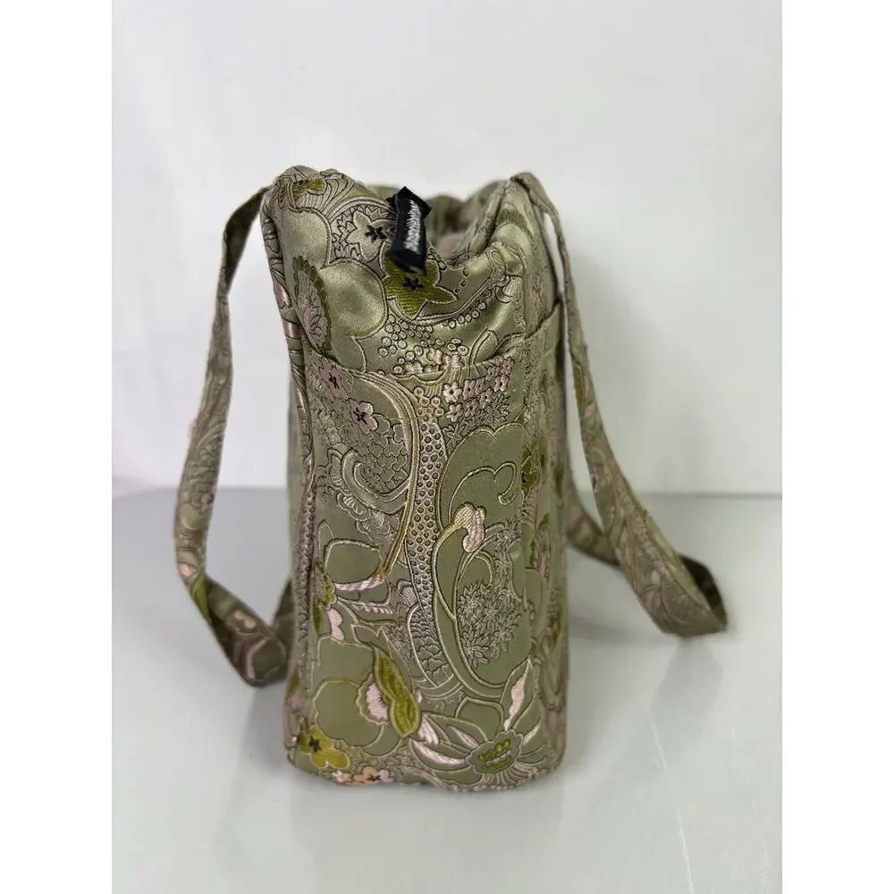 Petunia Pickle Bottom Pink/Green Paisley Floral Purse Diaper Bag with Change Pad
